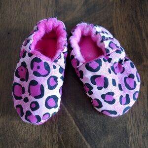 Pink Leopard Print Baby Booties
